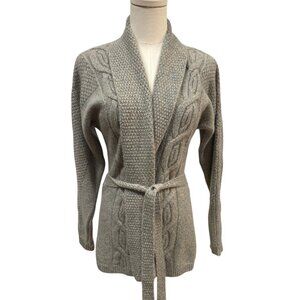 Brooks Brothers Cashmere Belted Cardigan Sweater Size S Heather Blue EUC EUC